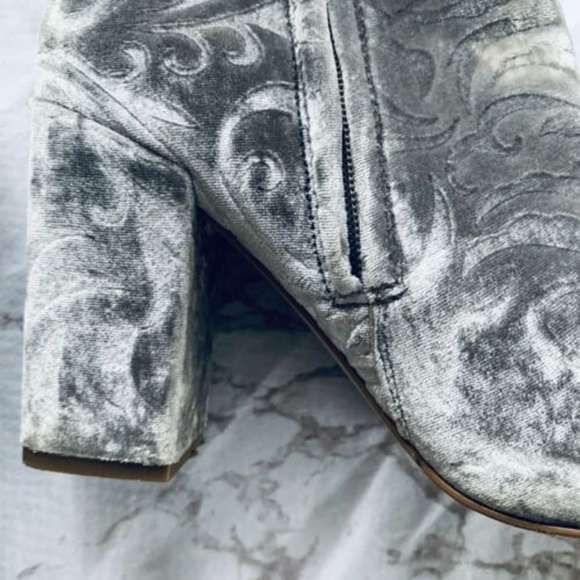 Rebecca Minkoff Bryce Embossed Silver Velvet Boots - Picture 6 of 8